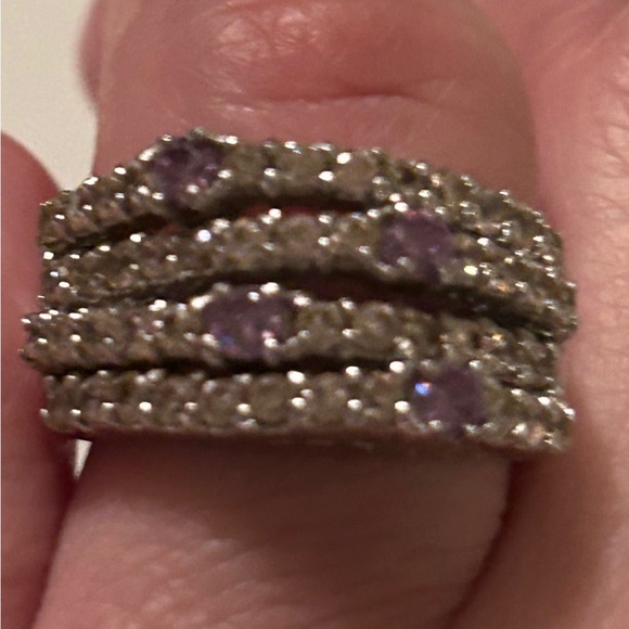 Beautiful sterling silver ring with pink n purple stones not sure if it’s real💎 - Picture 4 of 14